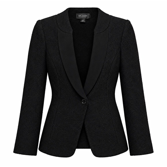St. John Jackets & Blazers - St. John Women's Textured Black Blazer Jacket Size 2 One Button